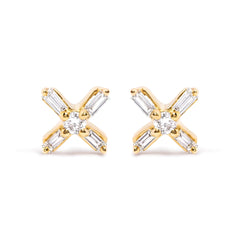 Gold Diamond X Earrings