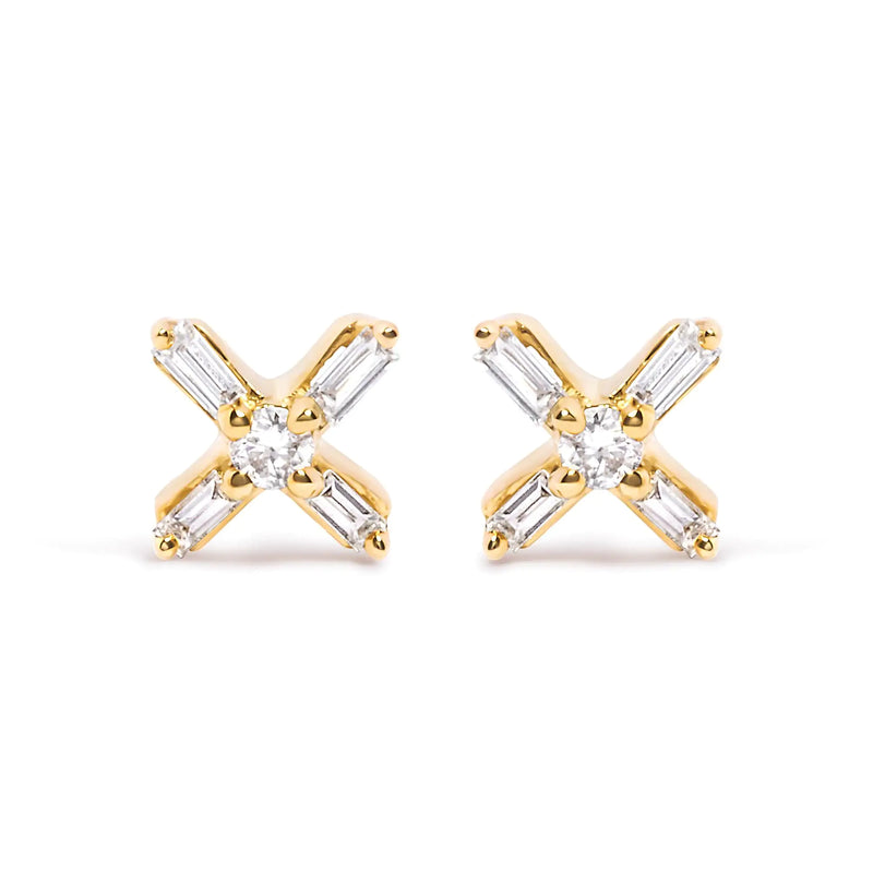 Gold Diamond X Earrings