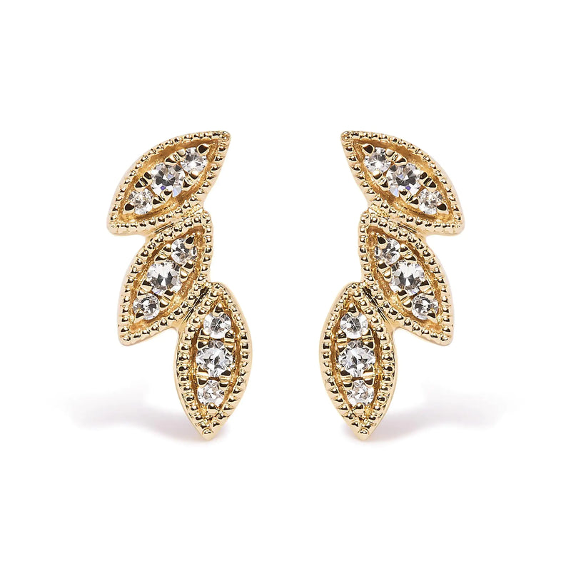 Gold Diamond Leaf Earrings