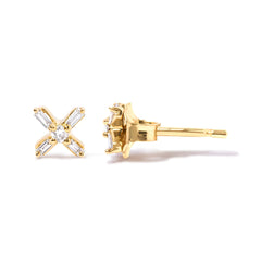 Gold Diamond X Earrings