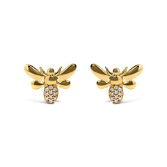 Gold Diamond Bee Earrings