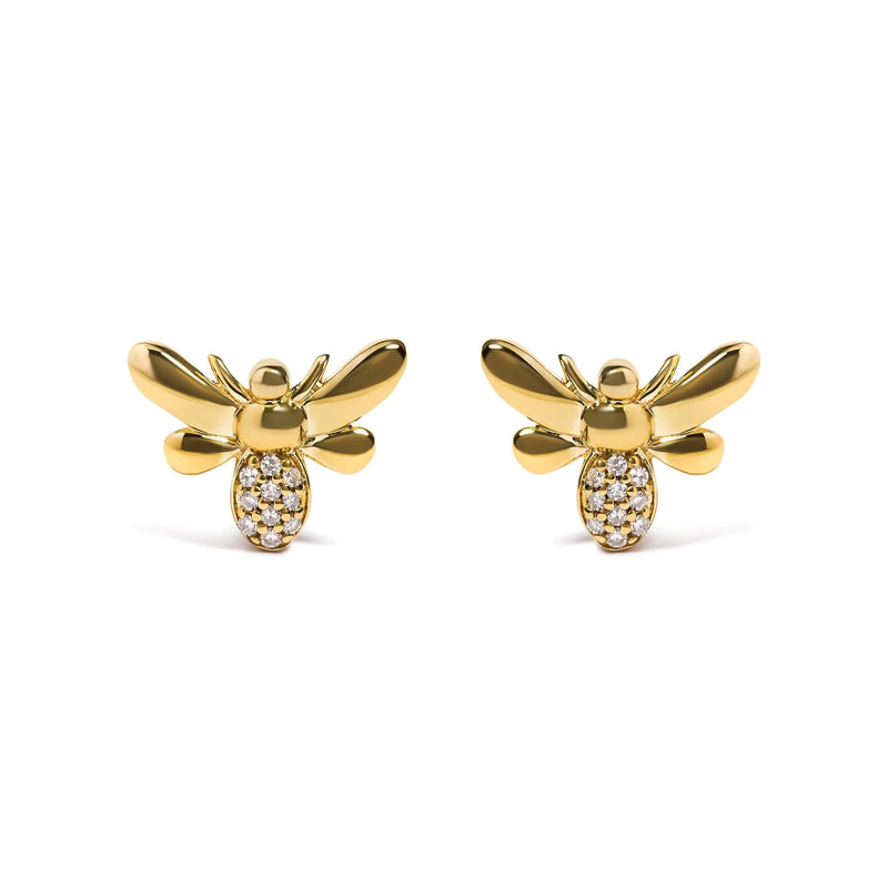 Gold Diamond Bee Earrings