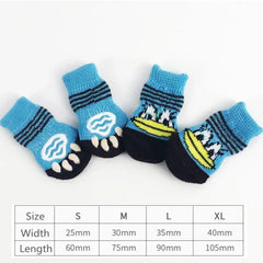 4Pcs Cute Pet Dog Socks with Print Anti-Slip Cats Puppy Shoes Paw Protector Products for Small Breeds Spitz York Dogs Chihuahua