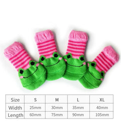 4Pcs Cute Pet Dog Socks with Print Anti-Slip Cats Puppy Shoes Paw Protector Products for Small Breeds Spitz York Dogs Chihuahua