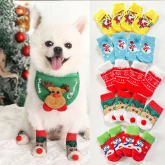 Christmas Pet Dog Socks Santa Claus Elk Snowflake Indoor Cat Dogs Socks Teddy Bear Small Dog Leg Warmers Cat Shoes