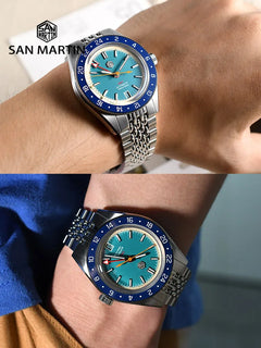 San Martin Original Design Fashion GMT 39.5mm Men Sports Watch Japan NH34 Automatic Mechanical Waterproof 100m SN0116 Reloj