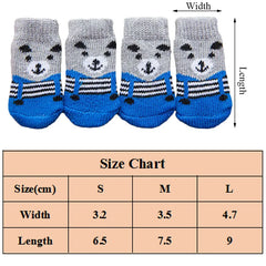 4pcs/set Dog Cartoon Socks Puppy Cute Anti Slip Dogs Cats Elastic Warm Knits Socks Small Medium Dogs Boots Pet Foot Cover New