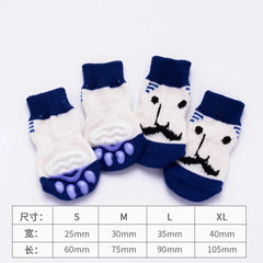 4Pcs Cute Pet Dog Socks with Print Anti-Slip Cats Puppy Shoes Paw Protector Products for Small Breeds Spitz York Dogs Chihuahua