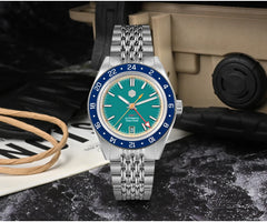 San Martin Original Design Fashion GMT 39.5mm Men Sports Watch Japan NH34 Automatic Mechanical Waterproof 100m SN0116 Reloj