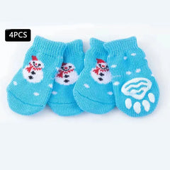 Christmas Pet Dog Socks Santa Claus Elk Snowflake Indoor Cat Dogs Socks Teddy Bear Small Dog Leg Warmers Cat Shoes