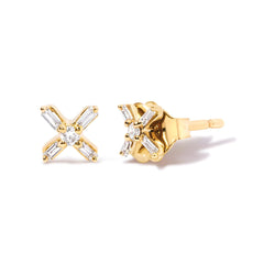 Gold Diamond X Earrings