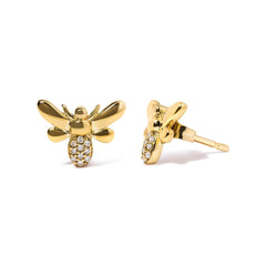 Gold Diamond Bee Earrings