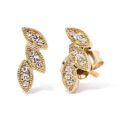 Gold Diamond Leaf Earrings